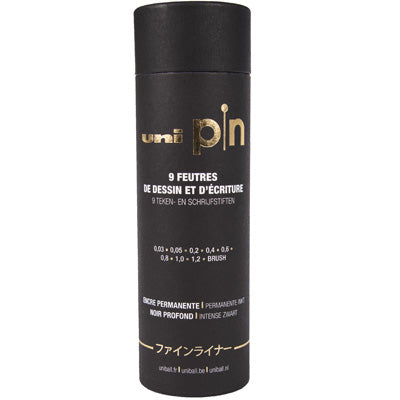 UNI Pin “the tube” Fine Linersæt i fin gaveæske med 9 stk