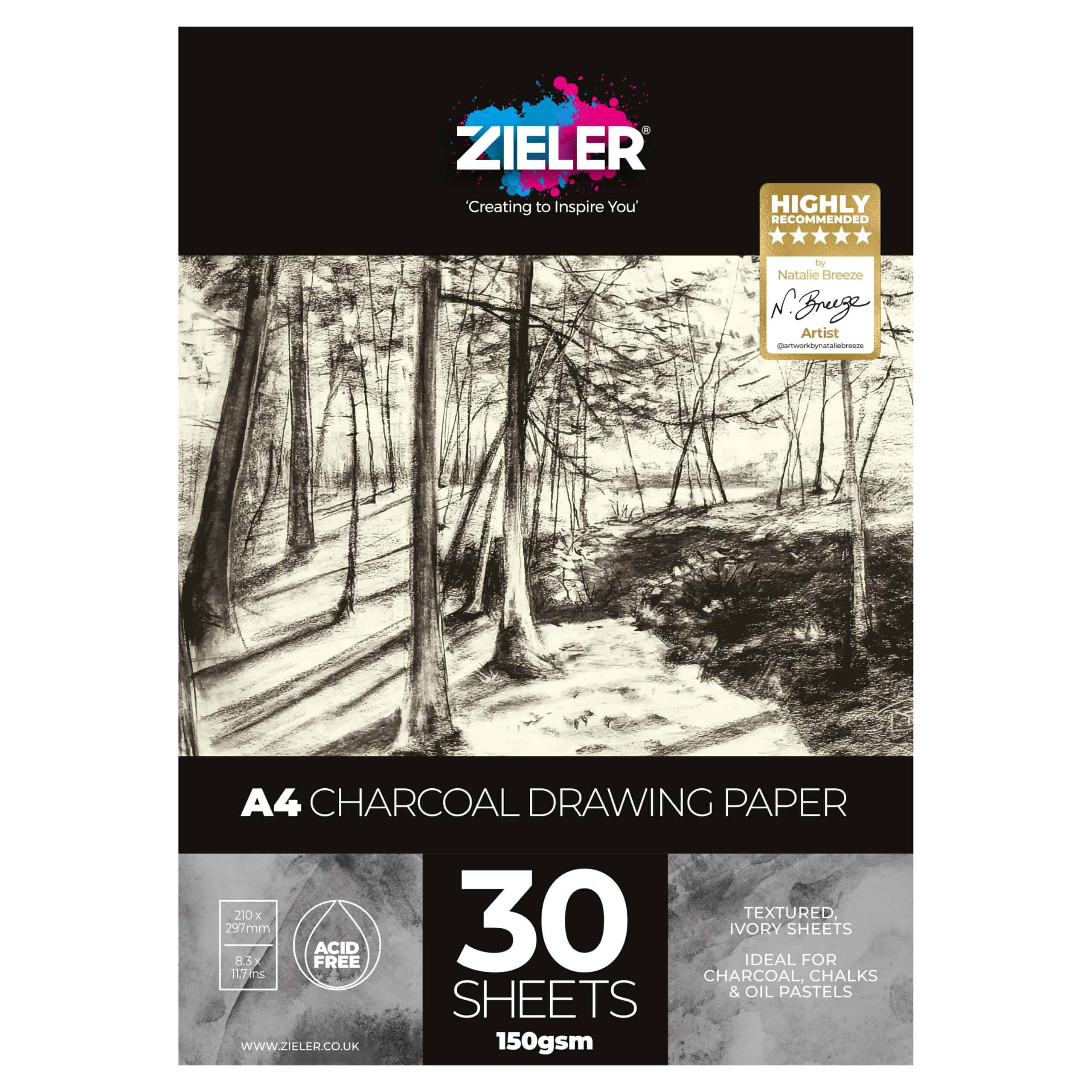 SPAR 25% PÅ A4 ZIELER CHARCOAL DRAWING PAPER 150gr