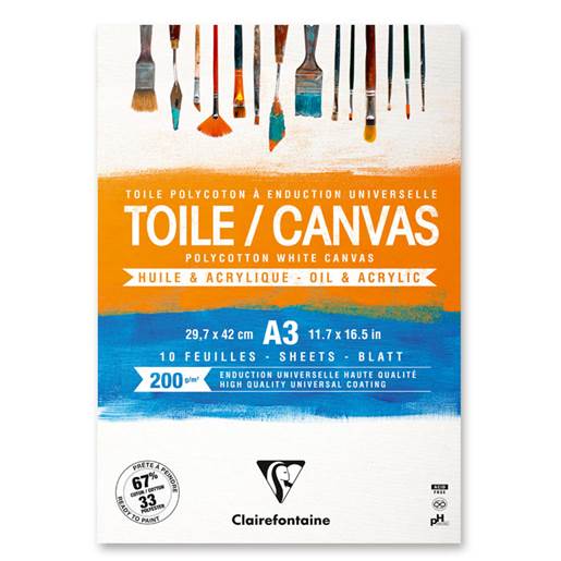 Clairefontaine Toile Canvas Lærredsblok 200 gram