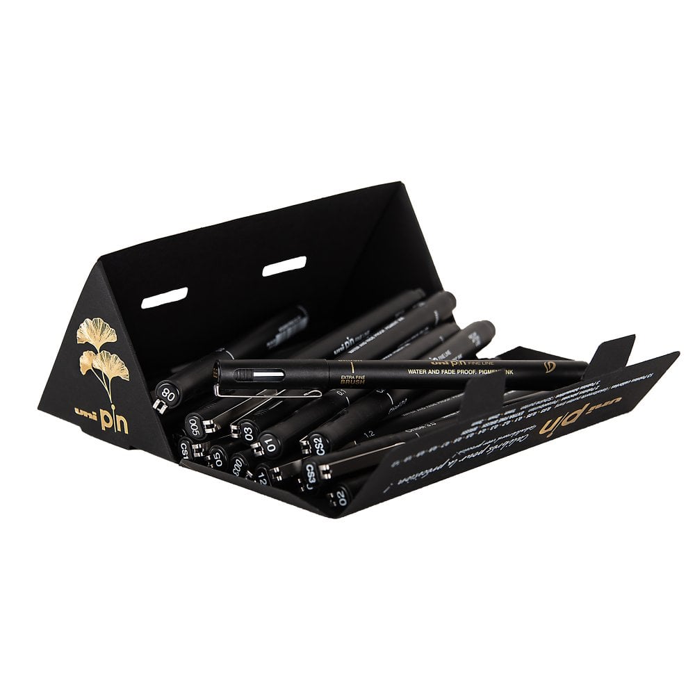 UNI Pin “The full black box” Fine Linersæt i fin gaveæske med 18 stk