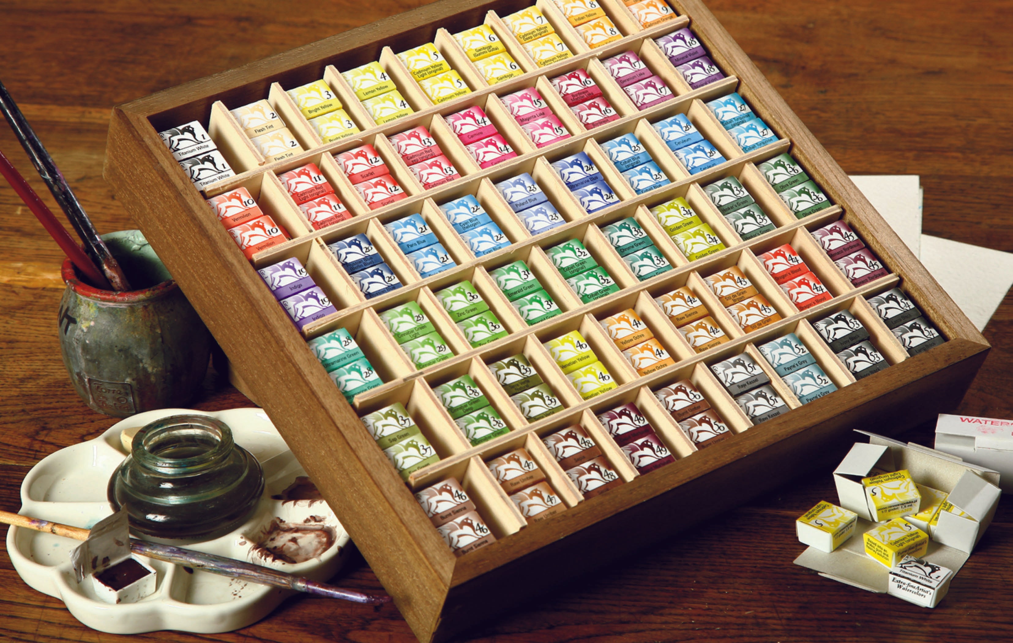 Renesans 1/2 pans akvarelsæt med 12 stk