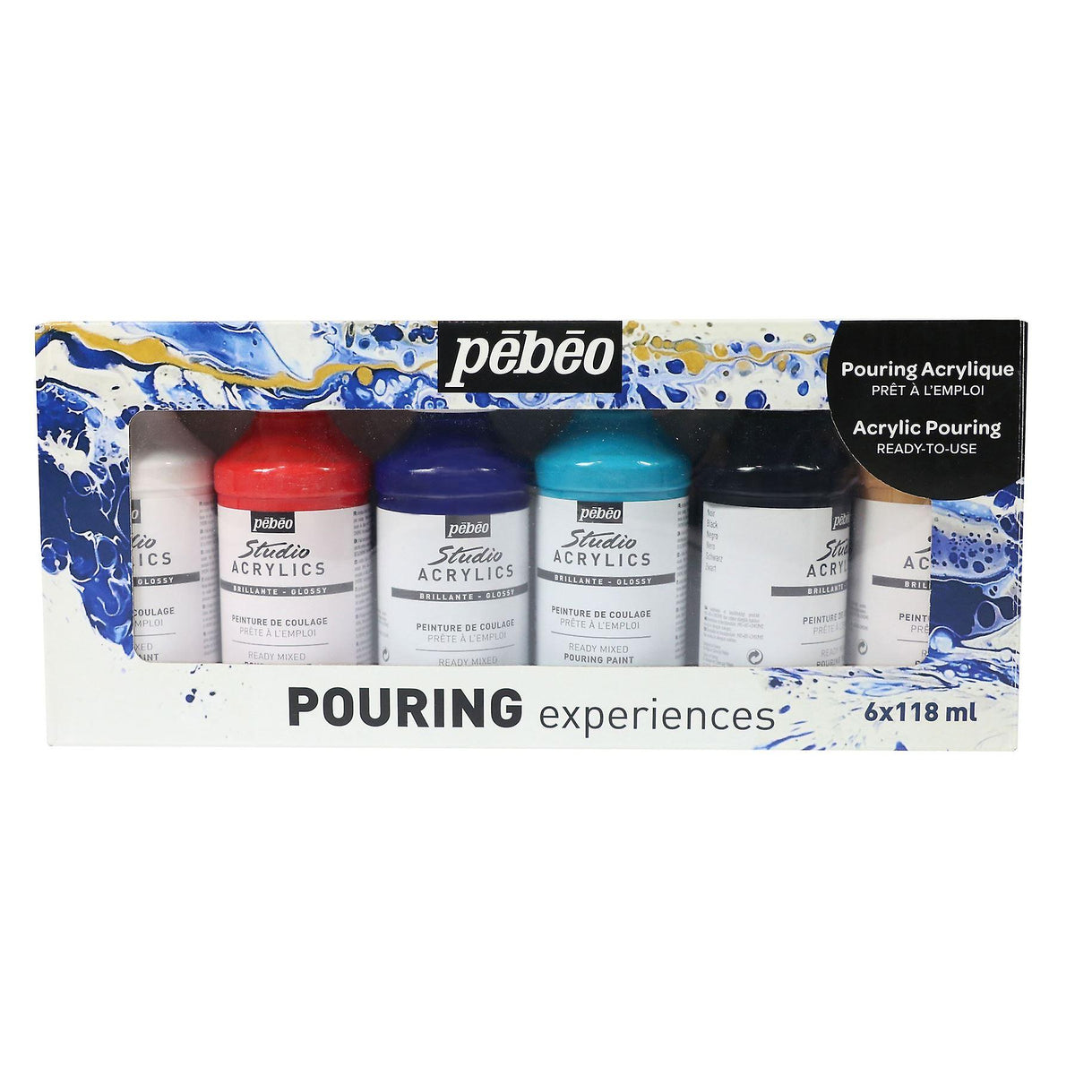 Pebeo Pouring startsæt 6x118ml Farver