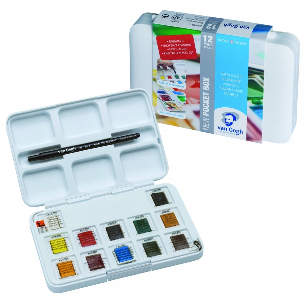 SPAR 20% PÅ Sæt med 12 stk - Van Gogh Akvarel Pocket Box