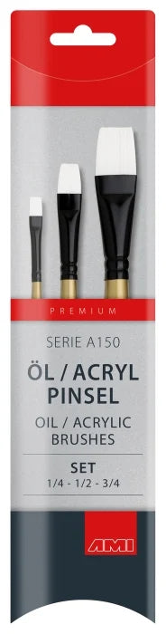 Detalje penselsæt til Akryl & Olie 3 stk flade