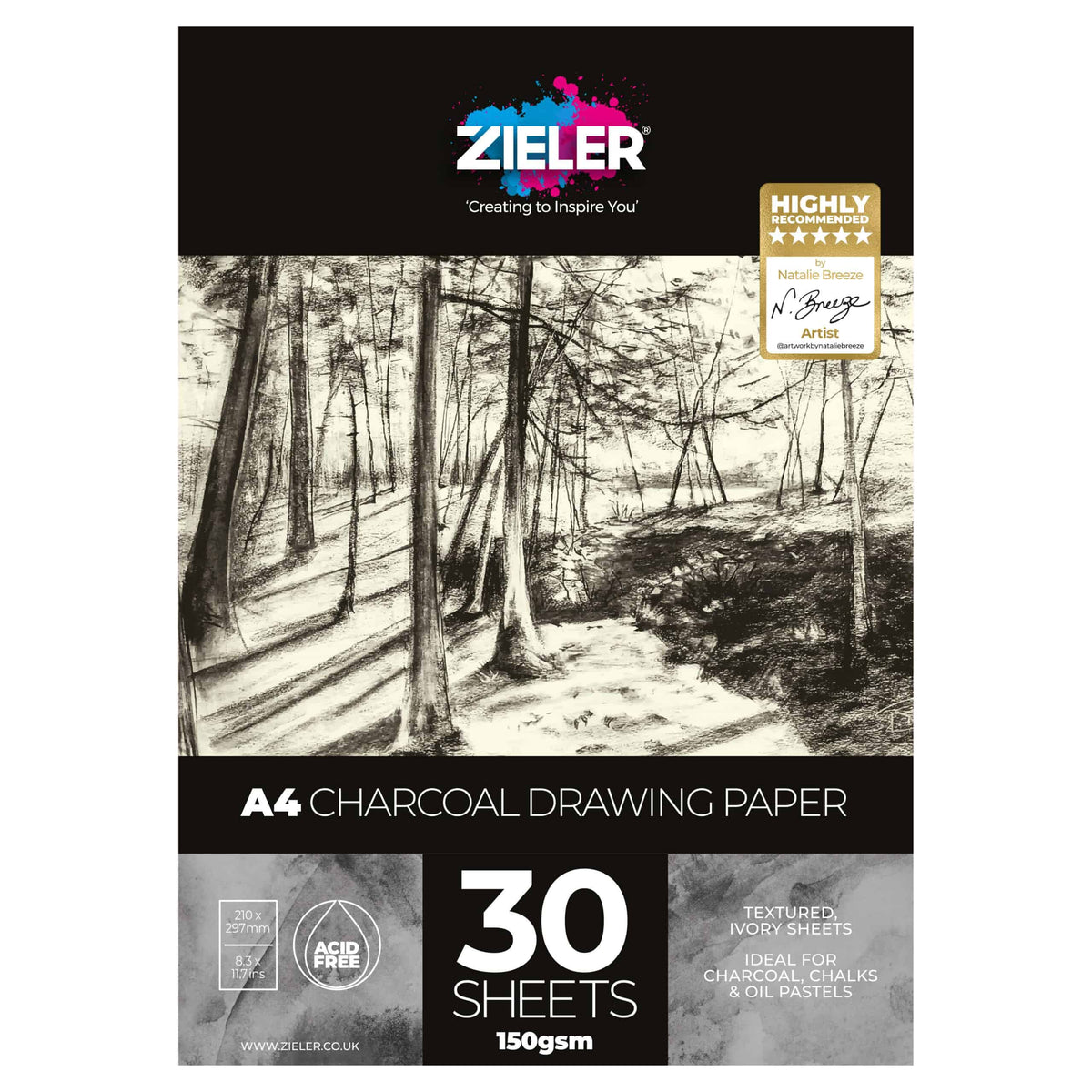 SPAR 25% PÅ A4 ZIELER CHARCOAL DRAWING PAPER 150gr