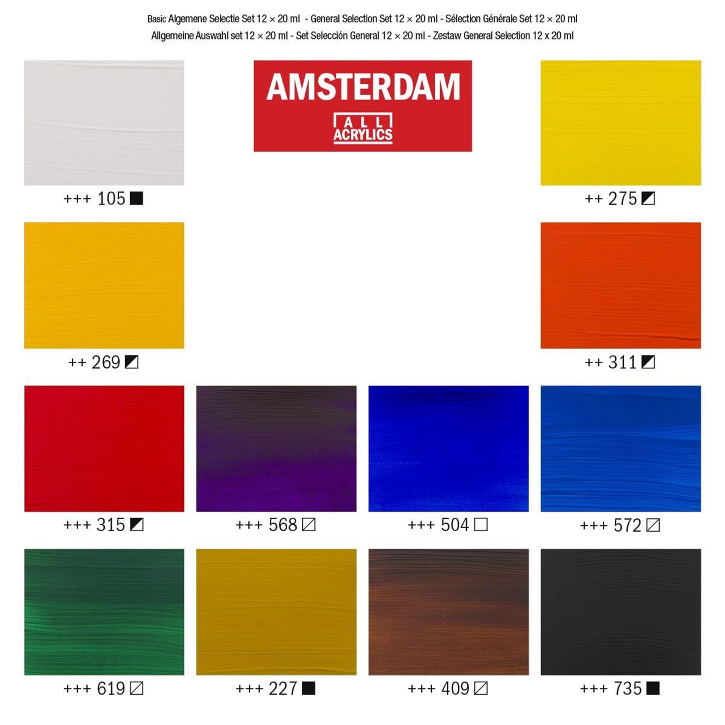 Amsterdam Farvesæt á 12x20ml